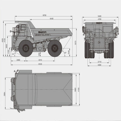 SRT55D Mine Dump Truck 480kW 35m3 Με Χωρητικότητα 55t
